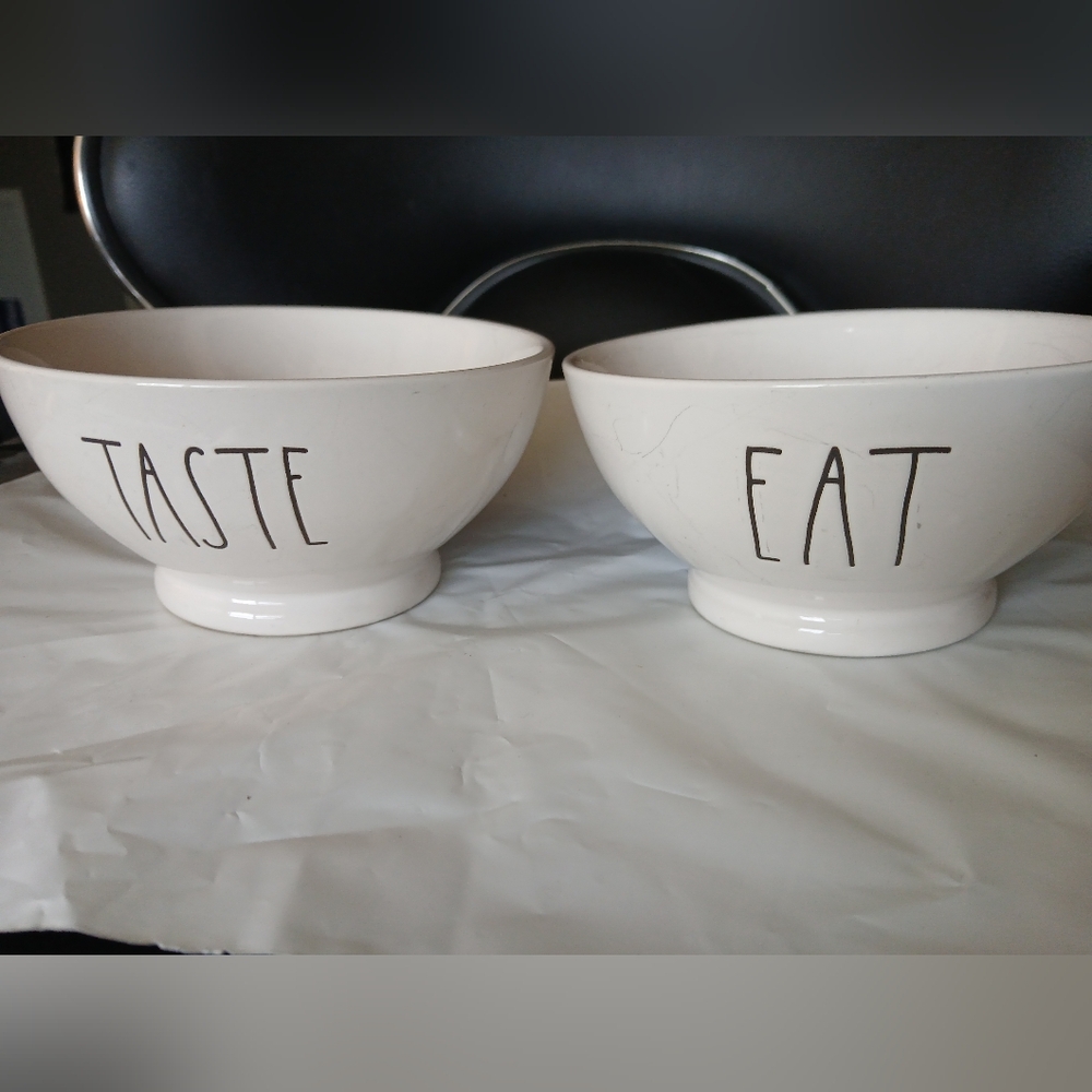 Rae Dunn Artisan Collection Bowls "Taste" & "Eat"